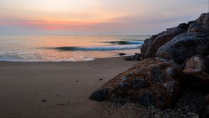 Preview wallpaper sea, wave, shore, sand, stones