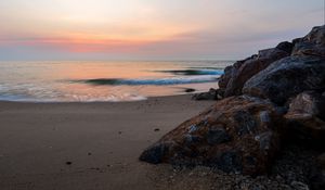 Preview wallpaper sea, wave, shore, sand, stones