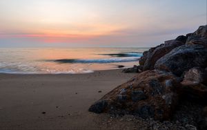 Preview wallpaper sea, wave, shore, sand, stones