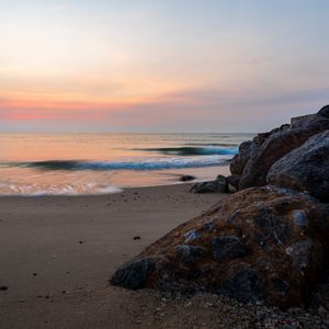 Preview wallpaper sea, wave, shore, sand, stones