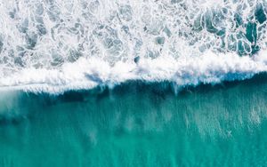 Preview wallpaper sea, wave, water, aerial view