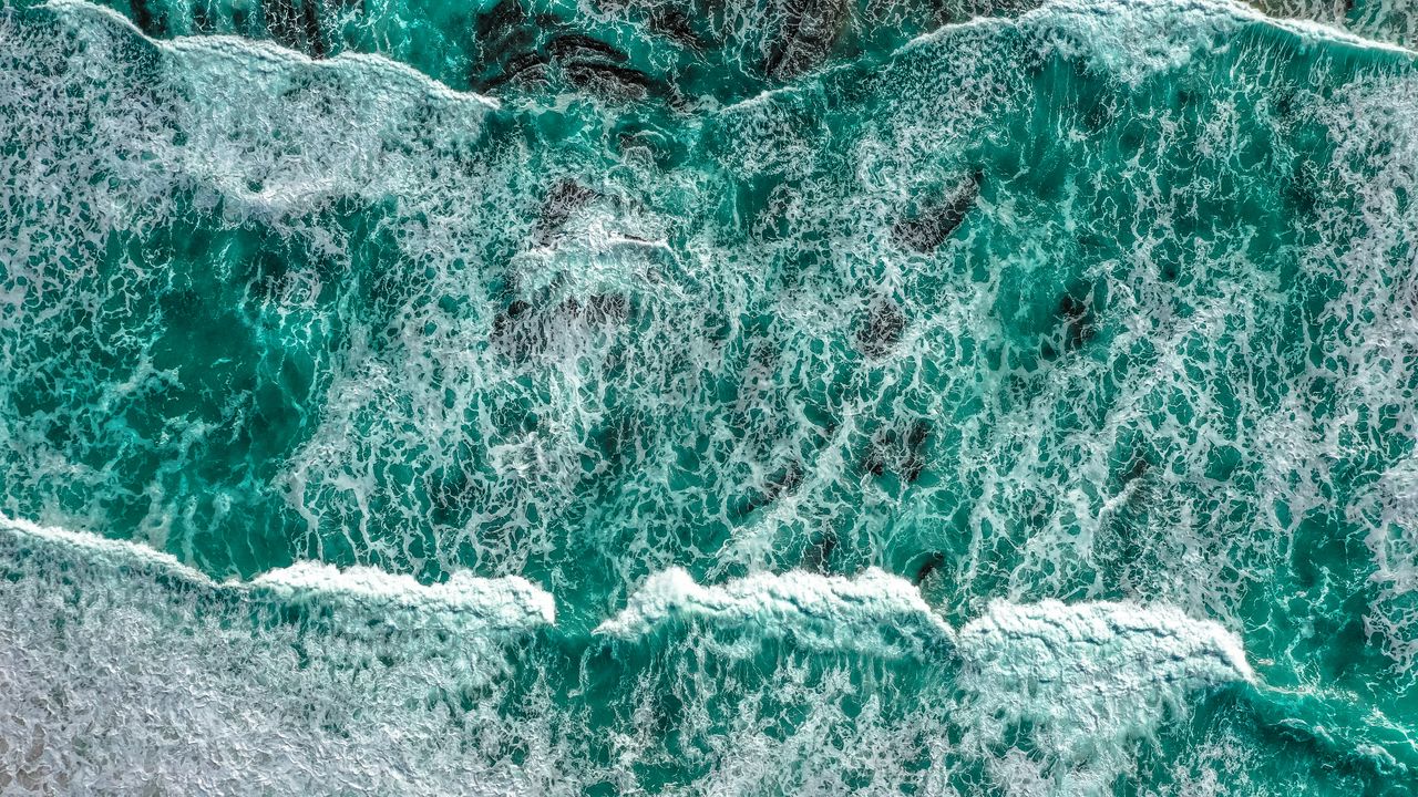 Wallpaper sea, waves, aerial view, water, surf