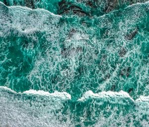 Preview wallpaper sea, waves, aerial view, water, surf