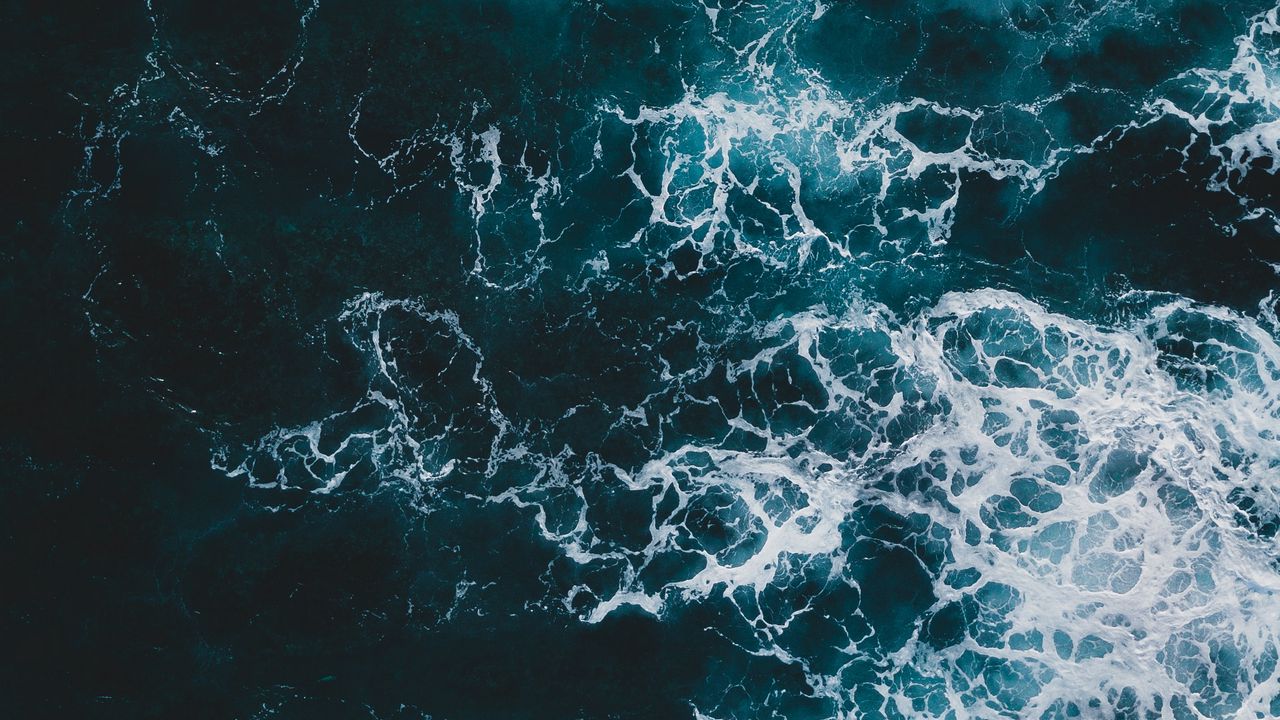 Wallpaper sea, waves, aerial view, water, foam