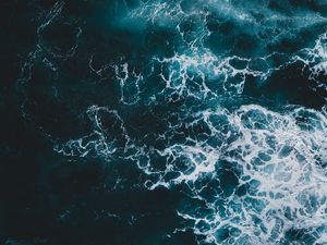 Preview wallpaper sea, waves, aerial view, water, foam