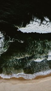 Preview wallpaper sea, waves, aerial view, beach, surf