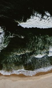 Preview wallpaper sea, waves, aerial view, beach, surf