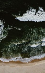 Preview wallpaper sea, waves, aerial view, beach, surf