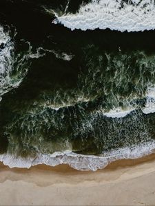 Preview wallpaper sea, waves, aerial view, beach, surf