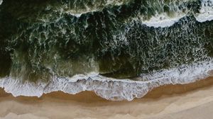 Preview wallpaper sea, waves, aerial view, beach, surf