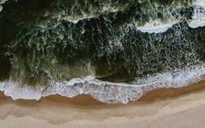Preview wallpaper sea, waves, aerial view, beach, surf