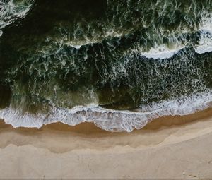 Preview wallpaper sea, waves, aerial view, beach, surf