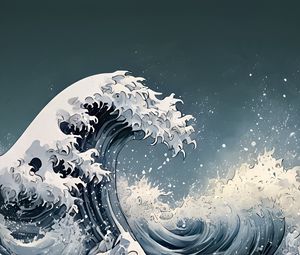 Preview wallpaper sea, waves, art, splashes