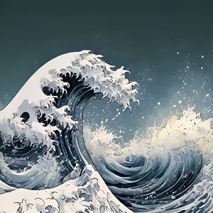 Preview wallpaper sea, waves, art, splashes