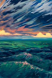 Preview wallpaper sea, waves, art, surf, horizon