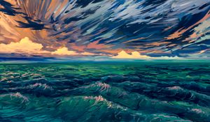 Preview wallpaper sea, waves, art, surf, horizon