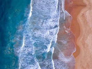Preview wallpaper sea, waves, beach, aerial view