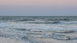 Preview wallpaper sea, waves, beach, moon, reflection