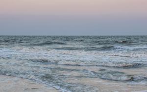 Preview wallpaper sea, waves, beach, moon, reflection