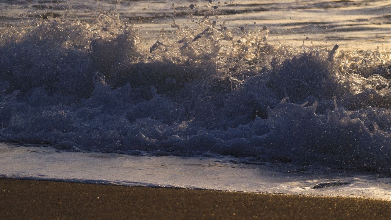 Wallpaper sea, waves, beach, sunset