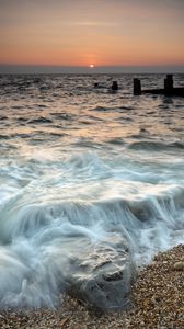 Preview wallpaper sea, waves, beach, stones, nature