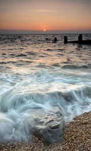 Preview wallpaper sea, waves, beach, stones, nature