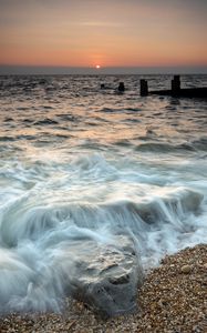 Preview wallpaper sea, waves, beach, stones, nature