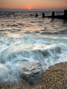 Preview wallpaper sea, waves, beach, stones, nature
