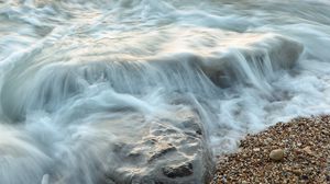 Preview wallpaper sea, waves, beach, stones, nature