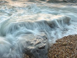 Preview wallpaper sea, waves, beach, stones, nature