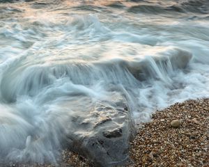 Preview wallpaper sea, waves, beach, stones, nature