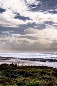 Preview wallpaper sea, waves, beach, clouds