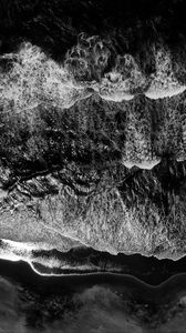 Preview wallpaper sea, waves, bw, aerial view