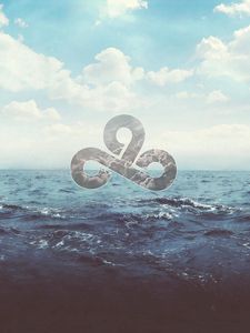 Preview wallpaper sea, waves, clouds, nine, sign