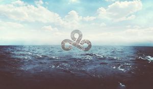 Preview wallpaper sea, waves, clouds, nine, sign