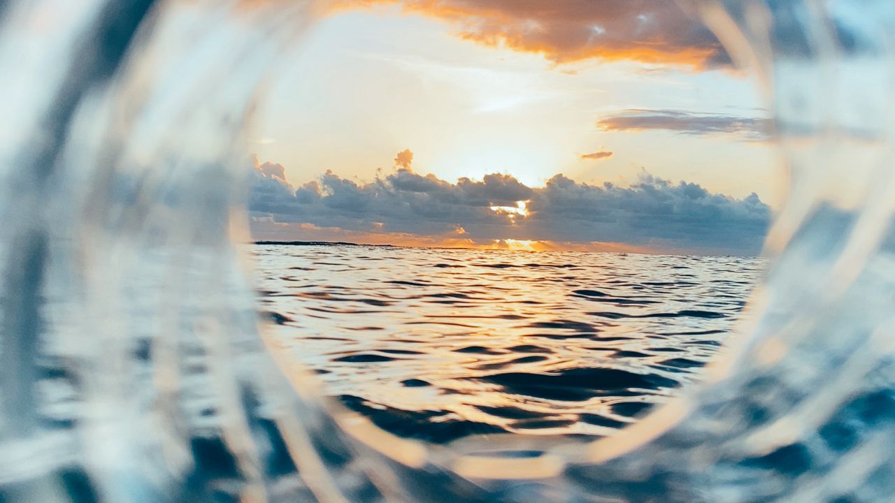 Wallpaper sea, waves, clouds, sunset, water