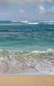 Preview wallpaper sea, waves, coast, sand, sea foam