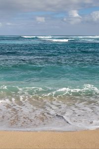 Preview wallpaper sea, waves, coast, sand, sea foam