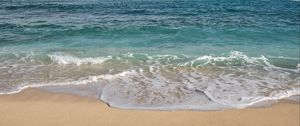 Preview wallpaper sea, waves, coast, sand, sea foam