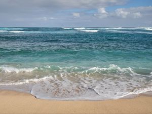 Preview wallpaper sea, waves, coast, sand, sea foam