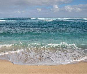 Preview wallpaper sea, waves, coast, sand, sea foam