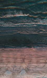 Preview wallpaper sea, waves, coast, aerial view, sand