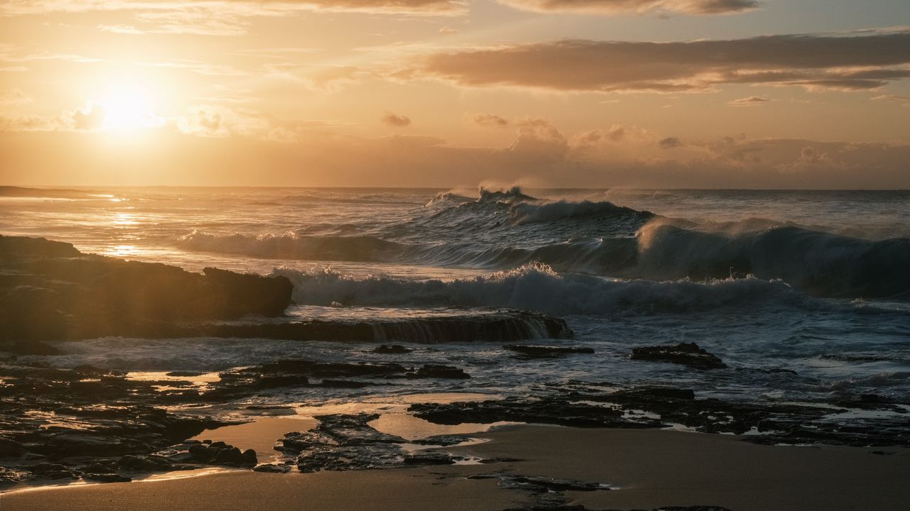 Wallpaper sea, waves, coast, stones