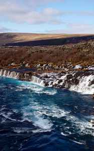 Preview wallpaper sea, waves, coast, waterfalls, cascade