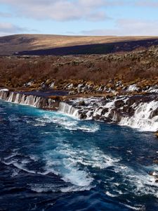 Preview wallpaper sea, waves, coast, waterfalls, cascade