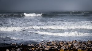 Preview wallpaper sea, waves, coast, pebbles