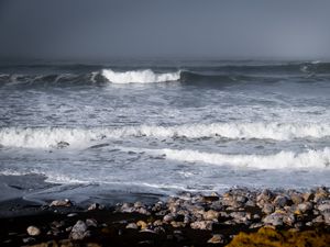 Preview wallpaper sea, waves, coast, pebbles