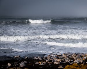 Preview wallpaper sea, waves, coast, pebbles