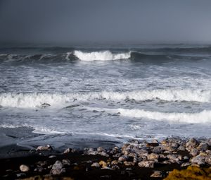 Preview wallpaper sea, waves, coast, pebbles