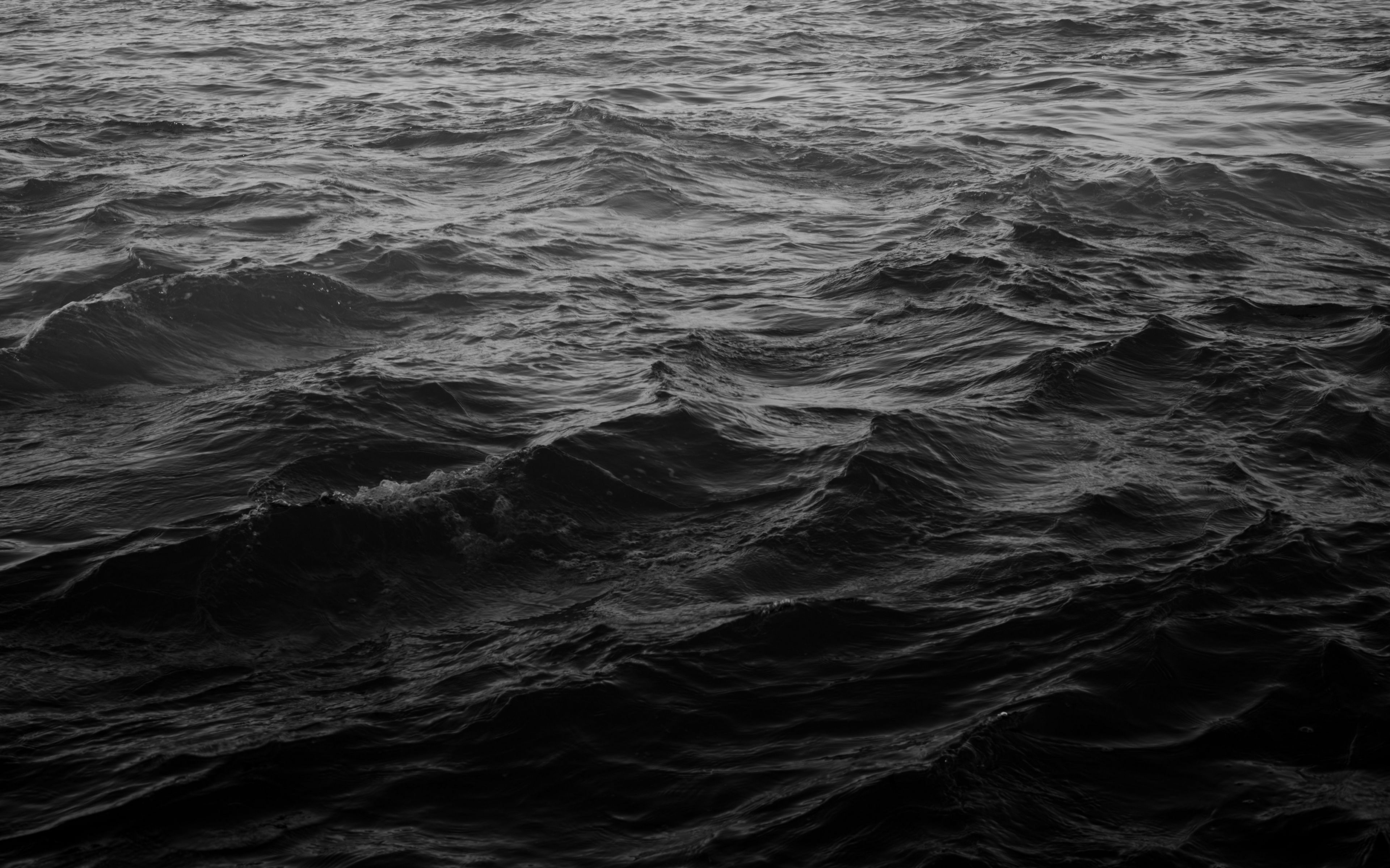 Download wallpaper 3840x2400 sea, waves, dark, water, background 4k